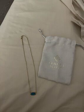 Kendra Scott Gold Necklace with Teal Oval Stone